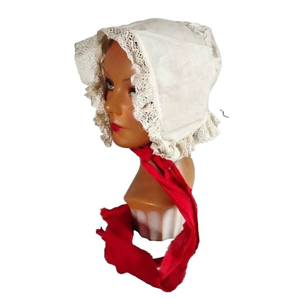 Antique 1840s Indoors Bonnet, Pre Civil War Era, Primitive Decor - Picture 1 of 6